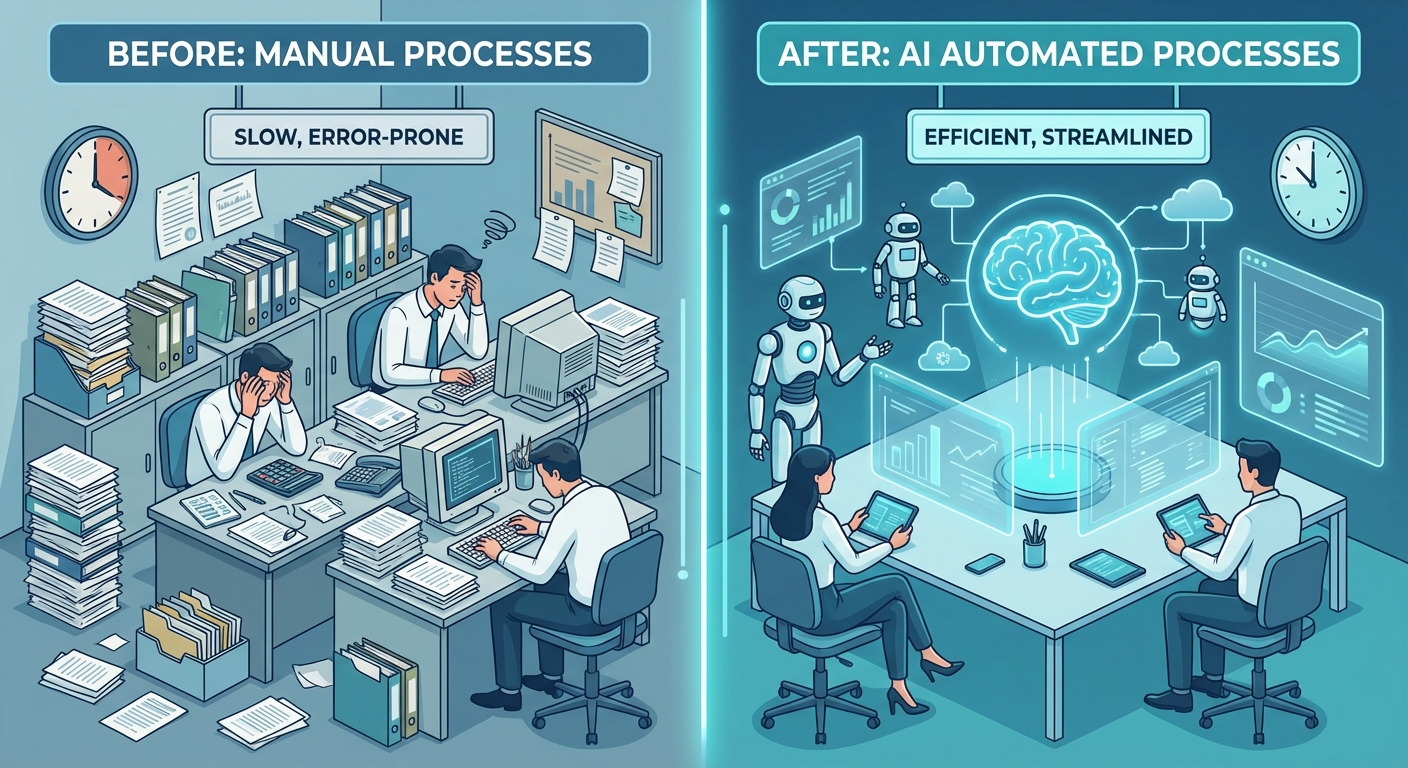 Comparison of manual versus AI-automated business processes